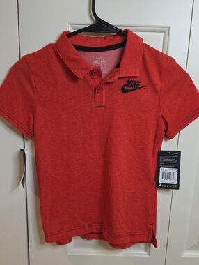 Nike Kids Orange Red Heather Dri-FIT Polo